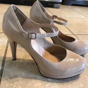 Tan Maryjane Patent Leather high heel shoe